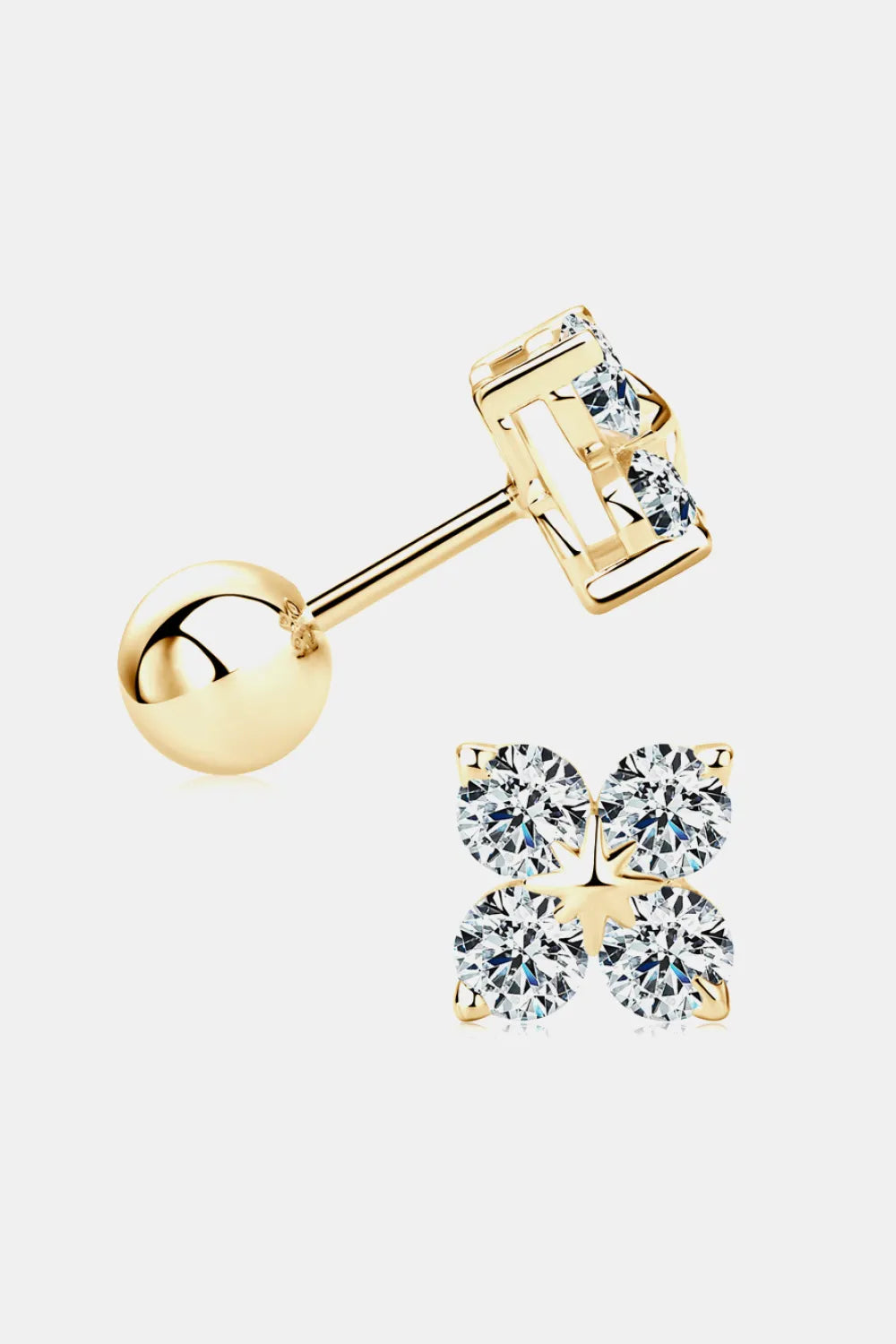 Moissanite 925 Sterling Silver Four-Leaf Clover Shape Earrings - Auryza