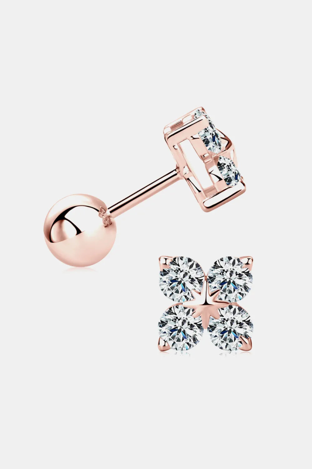 Moissanite 925 Sterling Silver Four-Leaf Clover Shape Earrings - Auryza