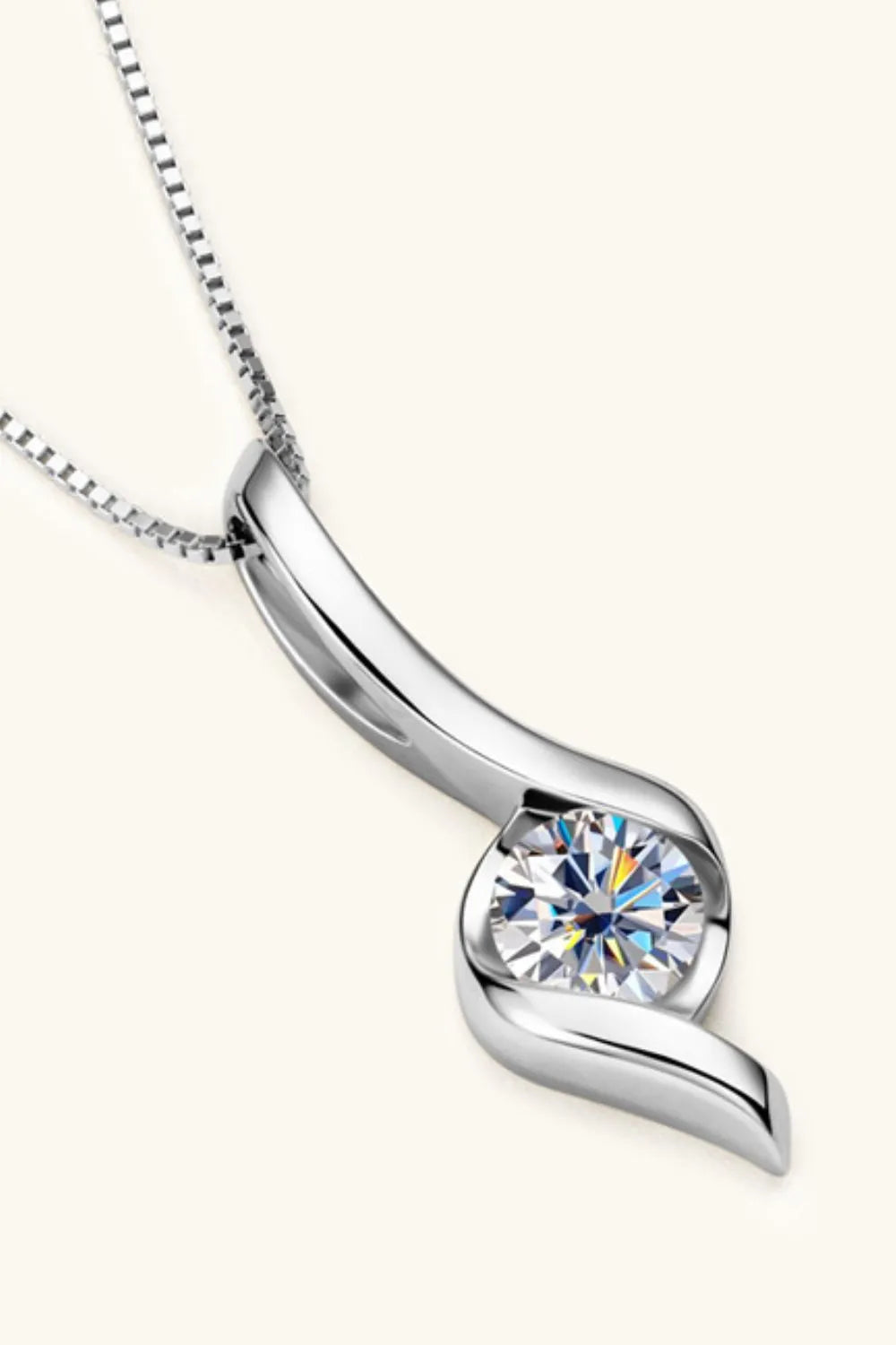 1 Carat Moissanite 925 Sterling Silver Necklace - Auryza
