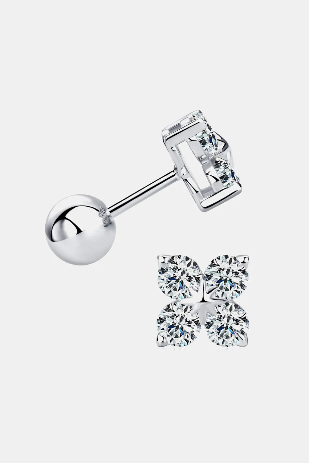 Moissanite 925 Sterling Silver Four-Leaf Clover Shape Earrings - Auryza
