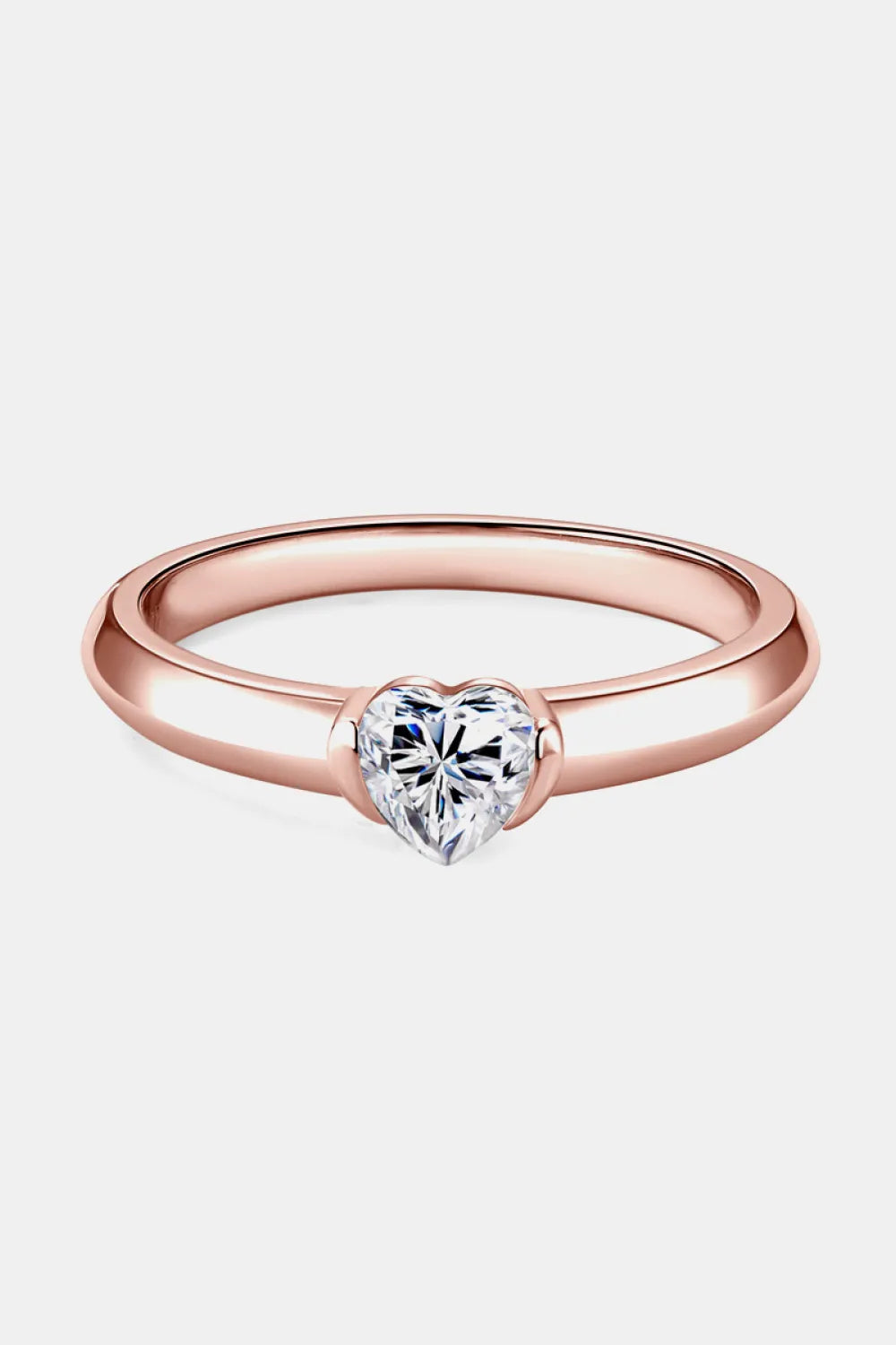 Moissanite 925 Sterling Silver Heart Solitaire Ring - Auryza