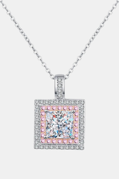 1 Carat Moissanite Square Pendant Chain Necklace - Auryza