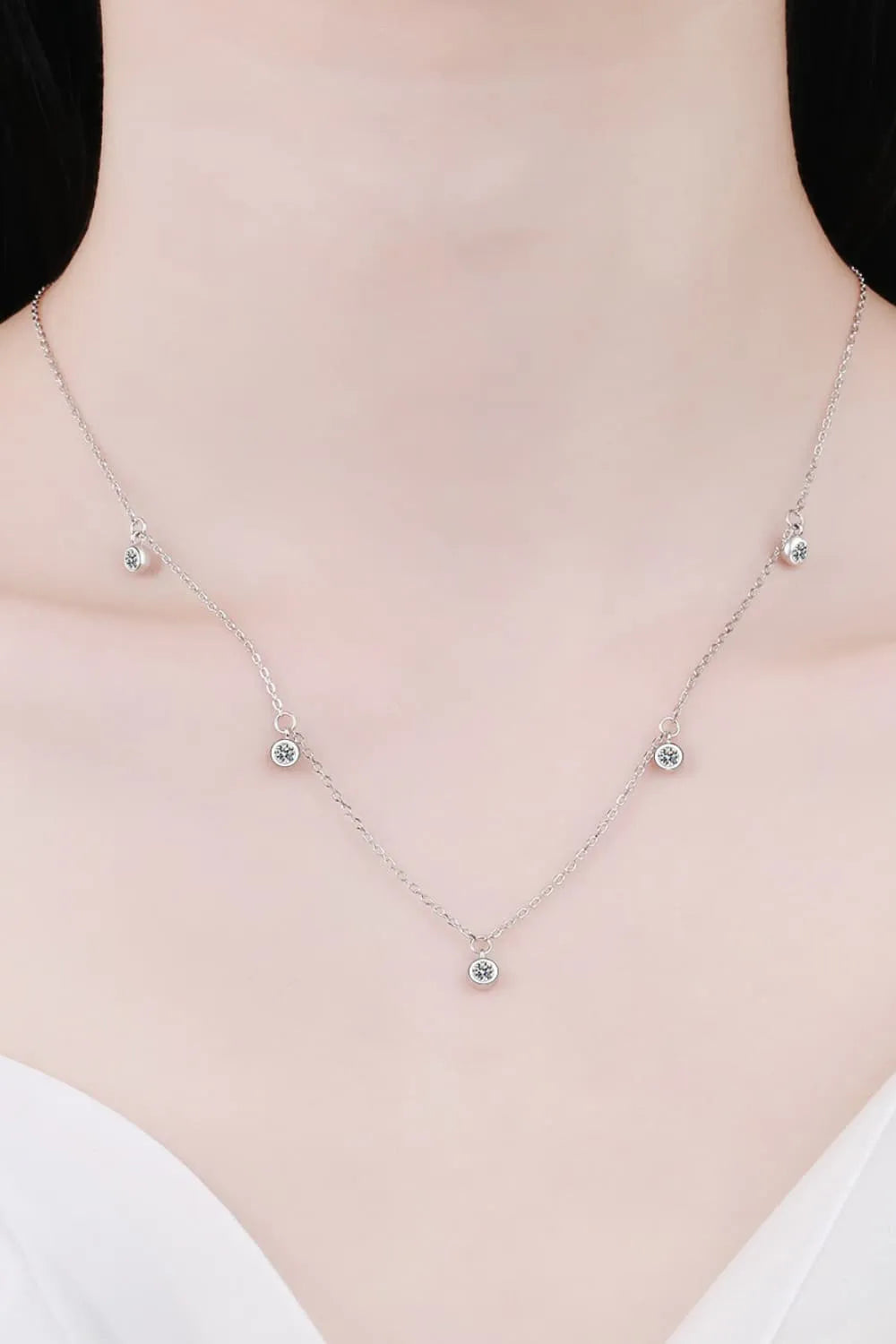 Moissanite Rhodium-Plated Necklace - Auryza