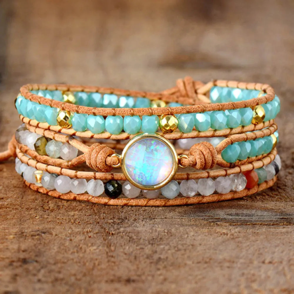 Opal Beaded Layered Bracelet - Auryza